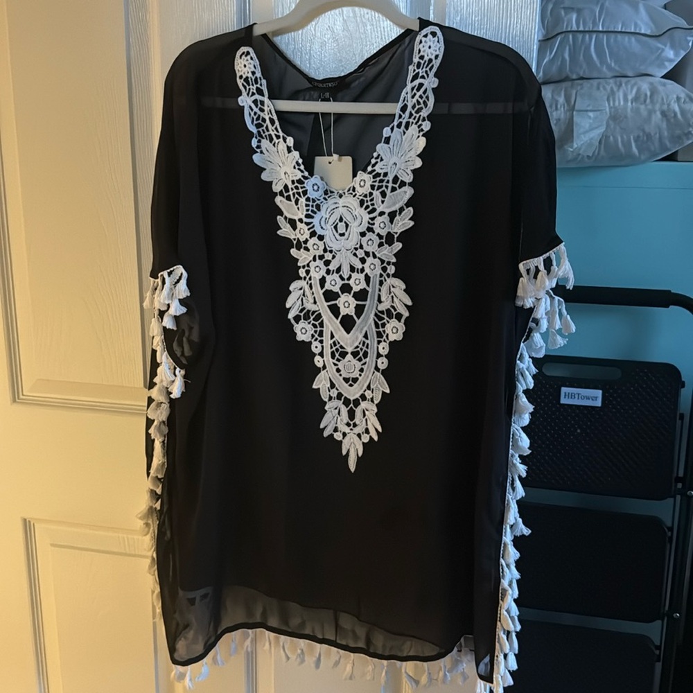 Lace back cover up